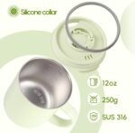 12oz Insulated Camping Coffee Mug with Lid & Handle, Double Wall Stainless Steel Vacuum Travel Coffee Cup, Reusable Tumbler for Home Office Camping - Green - Image 5