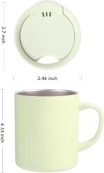 12oz Insulated Camping Coffee Mug with Lid & Handle, Double Wall Stainless Steel Vacuum Travel Coffee Cup, Reusable Tumbler for Home Office Camping - Green - Image 6