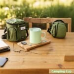 12oz Insulated Camping Coffee Mug with Lid & Handle, Double Wall Stainless Steel Vacuum Travel Coffee Cup, Reusable Tumbler for Home Office Camping - Green - Image 7