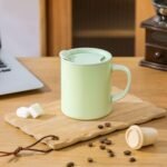 12oz Insulated Camping Coffee Mug with Lid & Handle, Double Wall Stainless Steel Vacuum Travel Coffee Cup, Reusable Tumbler for Home Office Camping - Green - Image 9