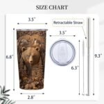 Bear Tumbler 20 oz | 3D Animal Design | Stainless Steel Travel Mug with Leak-Proof Lid and Telescopic Straw | Insulated Cup for Coffee and Tea | Birthday and Christmas Gifts for Men and Women - Image 5