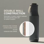 LocknLock Metro Tumbler Stainless Steel Vacuum Insulated Double Cap Travel Mug - Water Coffee Cup w/Hand Strap for Home, Office, Outdoor Works Great for Cold Drinks and Hot Beverages (Gray, 16oz) - Image 4