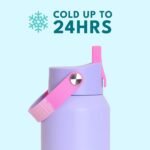 Elemental 40oz Insulated Water Bottle with Straw - 100% Leak-Proof Stainless Steel Core Water Bottles for Travel, Sports and Gym - Double Wall Insulation & BPA Free - Lilac Tie Dye - Image 4