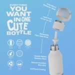 asobu Bestie Bottle Insulated Stainless Steel Water Bottle with Detachable Soft Animal Head Fun Drinking For Kids and Teens with Flexible Reusable Straw 16 Ounce (Sheep) - Image 4