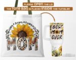 Fancyfams 40 oz Stainless Steel Travel Tumbler with Handle, Lid, and Straw, Tote Bag, Sunflower Birthday Mom Gift for Her, Mothers Day Gifts from Daughter Son, Mama Cup, Unique Idea (Ever Set) - Image 3