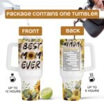 Fancyfams 40 oz Stainless Steel Travel Tumbler with Handle, Lid, and Straw, Tote Bag, Sunflower Birthday Mom Gift for Her, Mothers Day Gifts from Daughter Son, Mama Cup, Unique Idea (Ever Set) - Image 4