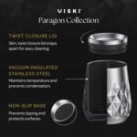 Viski Paragon Stainless Steel Wine Tumbler Cup with Lid, Insulated Wine Glass with Ceramic Coating for Pinot Noir, Chardonnay, Rosé, Wedding Gifts, Outdoor Party, 12 oz, Set of 1, Obsidian Black - Image 4