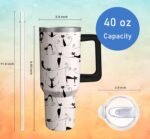 40oz Cute Cat Tumbler with Handle and Straw, Stainless Steel Insulated Cup with Lid, Travel Coffee Mug Water Bottle, Birthday Mothers Day Gifts for Women Men Animal Lovers - Image 3
