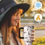 40oz Cute Cat Tumbler with Handle and Straw, Stainless Steel Insulated Cup with Lid, Travel Coffee Mug Water Bottle, Birthday Mothers Day Gifts for Women Men Animal Lovers - Image 4