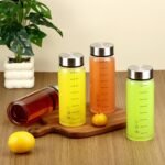 QWORK 16oz Glass Juice Bottles with Stainless Steel Lids, 4 Pack Wide Mouth Reusable Water Bottles, Borosilicate Glass Bottle - Image 4