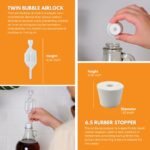 FastRack 1 Gallon Glass Jug with Black Polyseal Caps, 6.5G Rubber Bungs & Twin Bubble Airlocks – Fermentation Jars for Home Brewing, Clear Glass Fermenter Containers for Liquid Fermentation - Image 6