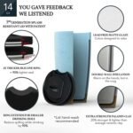 Mora Double Wall Ceramic Coffee Travel Mug with Lid, 14 oz, Portable, Microwave, Dishwasher Safe, Insulated Reusable Tall Cup, Splash Resistant Lid - To Go Tumbler for Car Cup Holder, Dusty Blue - Image 5