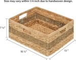 StorageWorks Jumbo Rectangular Wicker Basket, Water Hyacinth and Seagrass Storage Basket with Built-in Handles, 1 Pack - Image 3