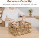 StorageWorks Jumbo Rectangular Wicker Basket, Water Hyacinth and Seagrass Storage Basket with Built-in Handles, 1 Pack - Image 4