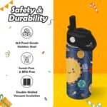 Space Planet Water Bottle - Space 16oz Stainless Steel Water Bottle with Straw - Funny Planet Insulated Cup for Boys - Solar System Kids Tumbler for School, Sports, Travel - Image 4