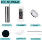 20oz Flat edge sublimation tumblers ，Sliver skinny insulated Sublimation tumbler Straight Cups with Individual Gift Box, Silicone Bottom Polymer Coating for Heat Transfer (8, silver) - Image 3