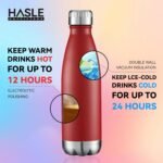 HASLE OUTFITTERS 17oz Stainless Steel Water Bottles Bulk, Vacuum Insulated Water Bottles Double Walled Powder Coated Reusable Metal Sports Water Bottles Keep Drinks Hot and Cold, Red, 8Packs - Image 5