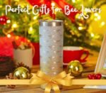 Onebttl Unique Bee Gifts for Women, Girls - 20 oz SS304 Stainless Steel Tumbler With Lid and Straw - Themed Cup for Her on Birthday, Holidays - Bee Pattern - Image 4