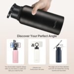 Insulated Water Bottle with Magnetic Phone Holder Compatible with MagSafe and iPhone,Double-Sided Magnet,Hot 12H Cold 24H,Stainless Steel Water Bottle Phone Mount for Sports Travel,32oz (Ivory) - Image 5