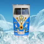 Blue Hippie Tumbler, Daisy Peace Sign Soul Gift for Woman, Hippie Christmas Gifts, Blue Tumbler, Hippie Soul Gift - Image 4