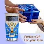 Blue Hippie Tumbler, Daisy Peace Sign Soul Gift for Woman, Hippie Christmas Gifts, Blue Tumbler, Hippie Soul Gift - Image 5