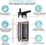 HYDRO CELL Stainless Steel Water Bottle with Straw & 2 Standard Mouth Lids (32oz 24oz 20oz 16oz) Keeps Liquids Hot or Cold w/Double Wall Vacuum Insulated Leak Proof Sport Design (White 16oz) - Image 4