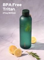 Opard Slim Water Bottle 27oz, Dishwasher Safe Plastic Water Bottle BPA-Free, Leakproof Screw Top, Forest Green, Reusable for Travel School Sport Gym Hiking - Image 4
