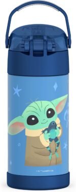 THERMOS FUNTAINER Water Bottle with Straw - 12 Ounce - Kids Stainless Steel Vacuum Insulated Water Bottle with Lid, Mandalorian The Child - Image 3