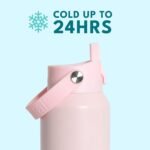 Elemental 40oz Insulated Water Bottle with Straw - 100% Leak-Proof Stainless Steel Core Water Bottles for Travel, Sports and Gym - Double Wall Insulation & BPA Free - Blush Pink - Image 4