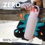 Elemental 40oz Insulated Water Bottle with Straw - 100% Leak-Proof Stainless Steel Core Water Bottles for Travel, Sports and Gym - Double Wall Insulation & BPA Free - Blush Pink - Image 8