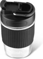 12oz Glass Coffee Cup - Reusable Travel Mug with Lid for Tea/Coffee, BPA-Free, Microwave Safe, Anti-Slip Silicone Sleeve, Dishwasher Safe - Image 3