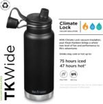 Klean Kanteen TKWide Insulated Bottle with Chug Cap - Stainless Steel, Portable - Black, 32 oz - Image 3