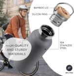 Bambaw Gray Insulated Water Bottle 24oz, Stainless Steel Water Bottle, Travel Water Bottle 24 oz, Metal Water Bottle without Straw, BPA Free Water Bottle Dishwasher Safe – Stormy Gray - Image 3