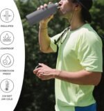 Bambaw Gray Insulated Water Bottle 24oz, Stainless Steel Water Bottle, Travel Water Bottle 24 oz, Metal Water Bottle without Straw, BPA Free Water Bottle Dishwasher Safe – Stormy Gray - Image 4