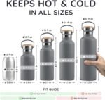 Bambaw Gray Insulated Water Bottle 24oz, Stainless Steel Water Bottle, Travel Water Bottle 24 oz, Metal Water Bottle without Straw, BPA Free Water Bottle Dishwasher Safe – Stormy Gray - Image 6