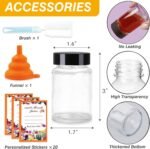 20-Pack 2oz Glass Juice Bottles with Lids – Wide Mouth Reusable Wellness Shot Jars for Juicing,Ginger,Liquor,Oils,Juice Stickers,Cleaning Brush & Silicone Funnel (BPA-Free, Dishwasher Safe) - Image 5