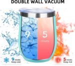 12oz/4 Pack Wine Tumbler Glasses with Lid Stemless Double Wall Vacuum Stainless Steel Travel Tumbler Keeping Cold & Hot for Wine,Coffee,Cocktails,Christmas Drinks-Family and Gifts(Multi color-5) - Image 3