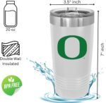 Game Day Outfitters Oregon University 20oz White Travel Tumbler- Stainless Steel Double Walled Beverage Tumbler with Acrylic Lid- Oregon Ducks Drinkware For Office, Home, Auto, Campus - Image 5