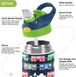 Cartoon Train Cloudscape Insulated Stainless Steel Water Bottle for Kids Toddlers Steel Cup with Straw & Handle Straw Bottle for School Office Travel Sports Gym Boys Girls - Image 4