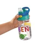 Colorations Drinking Bottles for Children, Set of 6, EaDch 14oz, BPA Free, Clear, Safe & Non Toxic, Mouthpiece recessed for Hygiene, Simple Click of Button & Mouthpiece Pops Up Ready to Drink - Image 4
