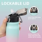 Insulated Water Bottle with Straw and Carry Loop,18 oz Stainless Steel Double Wall Vaccum Metal Water Flask with Leak-proof Lid,Gum - Image 3