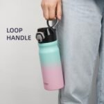 Insulated Water Bottle with Straw and Carry Loop,18 oz Stainless Steel Double Wall Vaccum Metal Water Flask with Leak-proof Lid,Gum - Image 6