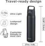 TIGER Water Bottle 27.05 oz (800ml), Ultra-Light Vacuum Insulated Travel Mug with Slanted Handle, One-Push Leak-Proof Lid, 18/8 Stainless Steel, MTA-J080KZ, Stone Black - Image 4