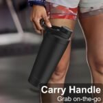 Stainless Steel Shaker Bottle with Noise-Free Design - Patented 24 oz Insulated Metal Shakers Bottles Cup for Protein Mixes and Pre Workout 100% Leak Proof (Black) - Image 4