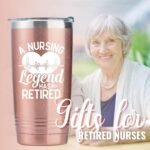 Onebttl Retirement Gifts for Nurses Women 2025, Retired Nurses Gifts, THE NURSING LEGEND HAS RETIRED, Insulated 20oz Stainless Steel Travel Tumbler with Lid, Gift Box and Card Included - Image 3