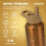 40 Oz Water Bottle with Straw Stainless Steel Sports Water Bottle with 3 Lids (Straw, Chug and Flip Lid) Insulated Leak Proof Metal Jug for Men & Women - Gold Leopard - Image 3