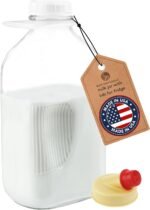 kitchentoolz Glass Milk Jug 64 oz – Half Gallon Jar with Lid and Silicone Pour Spout – Made in USA Water Jug – Milk Jugs with Lids – Reusable Bottles 64 oz - Image 6