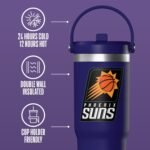 Hydrapeak x NBA Officially Licensed Phoenix Suns 32oz Nomad Stainless Steel Tumbler with Handle and Straw Lid, Leakproof Water Bottle in Limited Edition Collector's Gift Box - Image 4