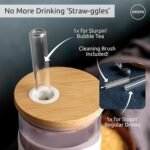 OTOTO NEW Bonesy Glass Tumbler with Straw and Lid - 16.90oz Cute Water Bottle Tumblers, Goth Accessories, Spooky Gifts, Halloween, Skull Glass Cup with Lid and Straw, Goth Gifts (White) - Image 4