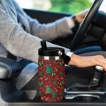 Christmas Trees Tumbler with Handle Flip Straw Red 30oz Insulated Stainless Steel Cup Cute Travel Coffee Mug Water Bottle for Women - Image 6